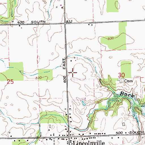 Topographic Map of Lincolnville Volunteer Fire Department, IN