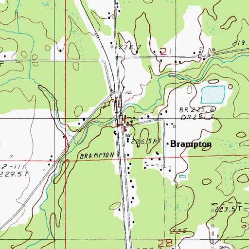 Topographic Map of Brampton Township Volunteer Fire Department Station 1, MI