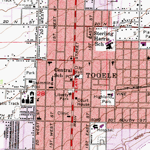 Topographic Map of Tooele City Fire Department Station 1, UT