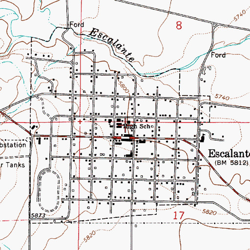Topographic Map of Escalante Volunteer Fire Department, UT