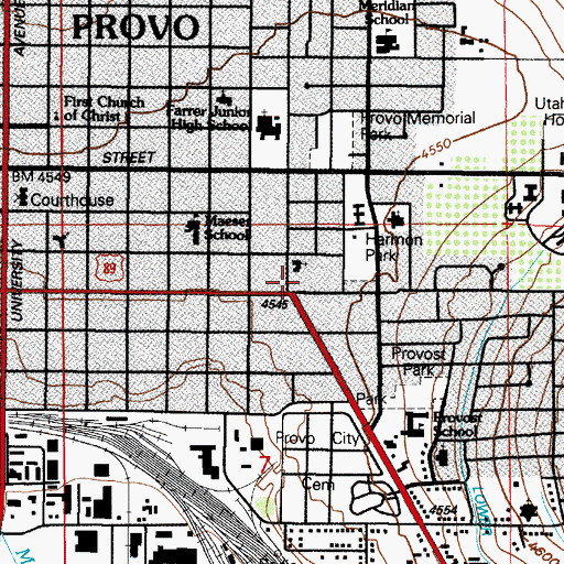 Topographic Map of Provo Fire and Rescue Station 25, UT