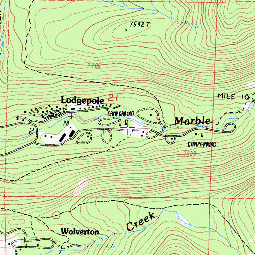 Topographic Map of Lodgepole, CA