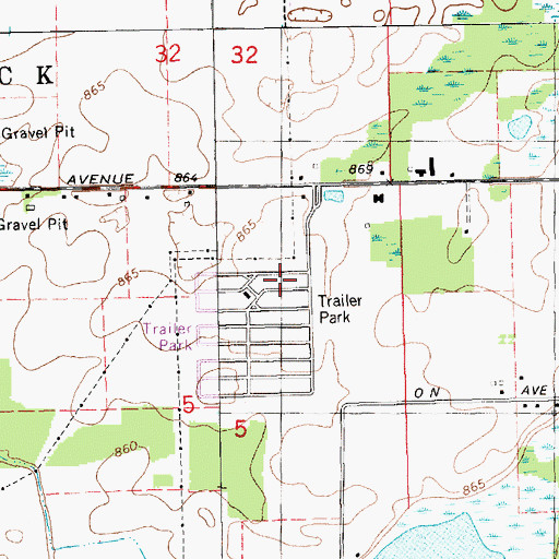 Topographic Map of Pavillion Estates Mobile Home Park, MI