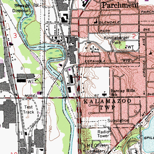 Topographic Map of Parchment Fire Station, MI