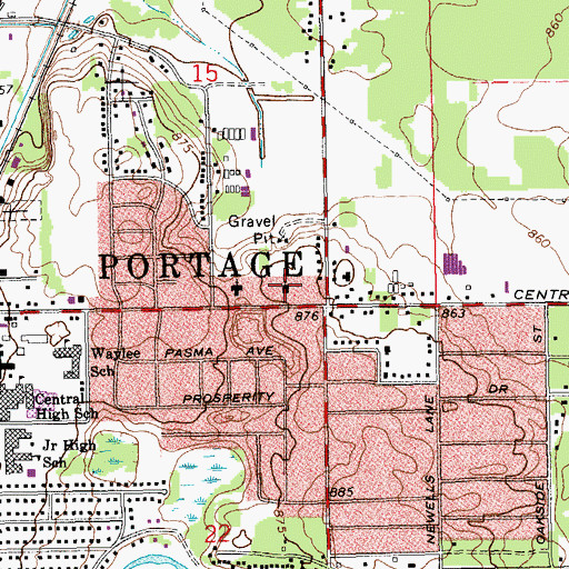 Topographic Map of First Baptist Church of Portage, MI