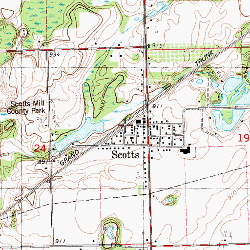 Topographic Map of Scotts Station, MI