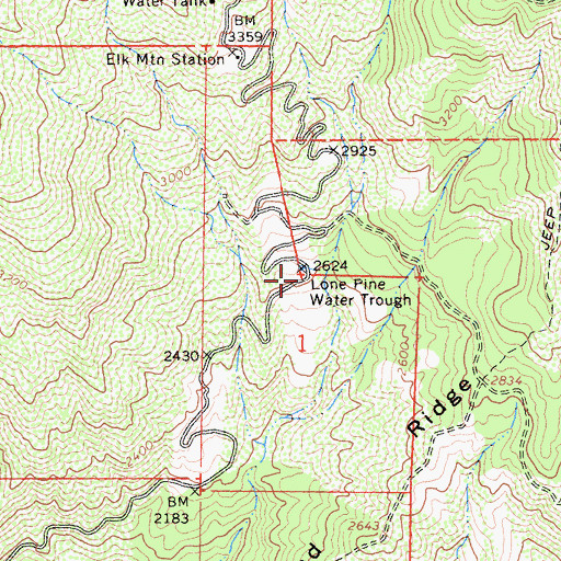 Topographic Map of Lone Pine Water Trough, CA