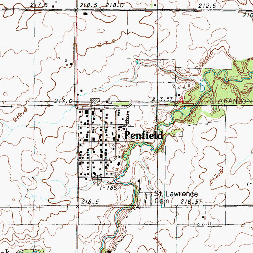 Topographic Map of Penfield Census Designated Place, IL