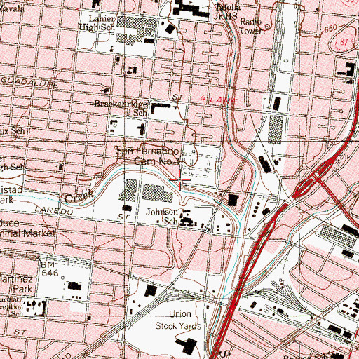 Topographic Map of San Antonio Central Division, TX