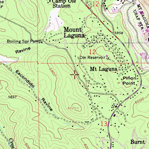 Topographic Map of Mount Laguna Census Designated Place, CA