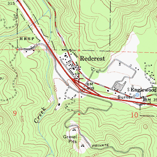 Topographic Map of Redcrest Census Designated Place, CA