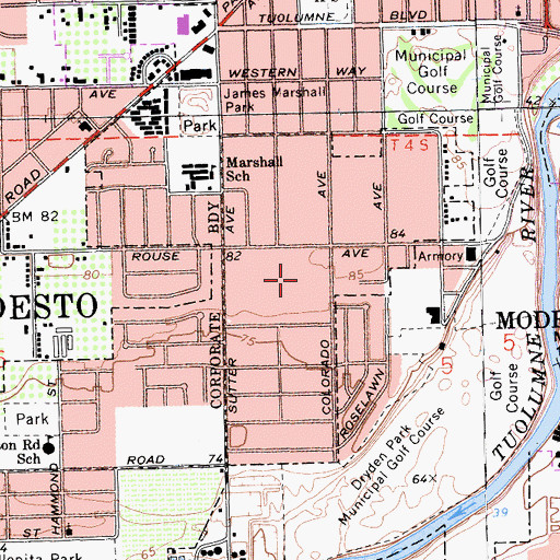 Topographic Map of Rouse Census Designated Place, CA