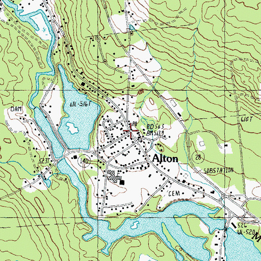 Topographic Map of Alton Census Designated Place, NH