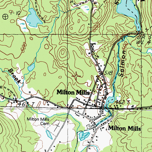 Topographic Map of Milton Mills Census Designated Place, NH