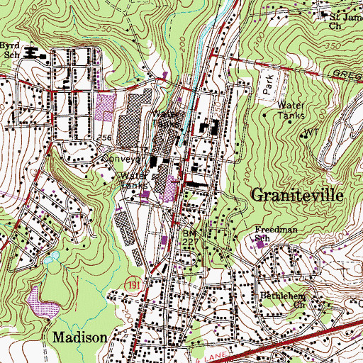 Topographic Map of Graniteville Census Designated Place, SC