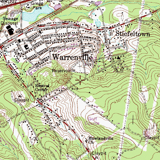 Topographic Map of Warrenville Census Designated Place, SC