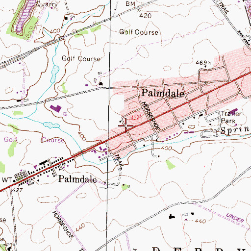 Topographic Map of Palmdale Census Designated Place, PA