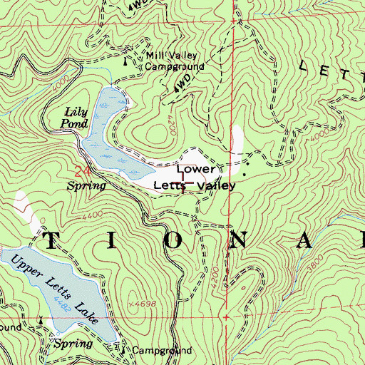 Topographic Map of Lower Letts Valley, CA