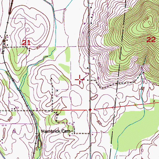 Topographic Map of Davis Farms, AL