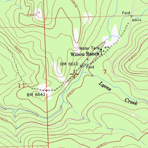 Topographic Map of Lyons Creek, CA