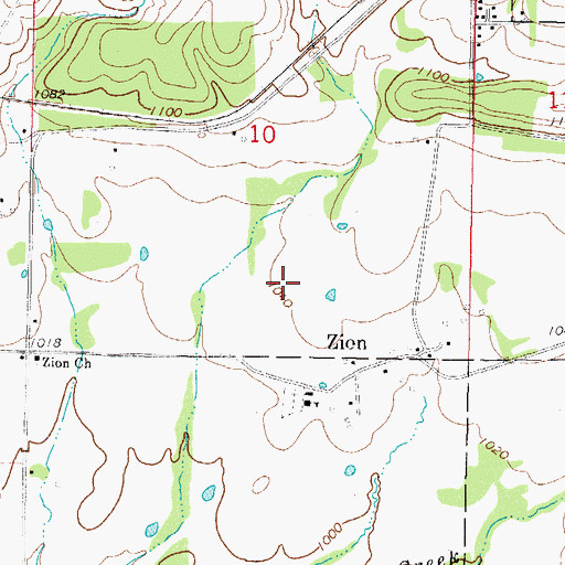 Topographic Map of Zion, OK