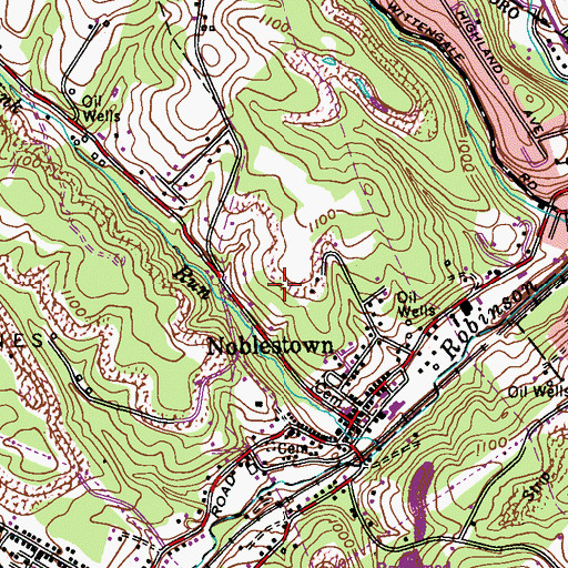 Topographic Map of Noblestown Census Designated Place, PA