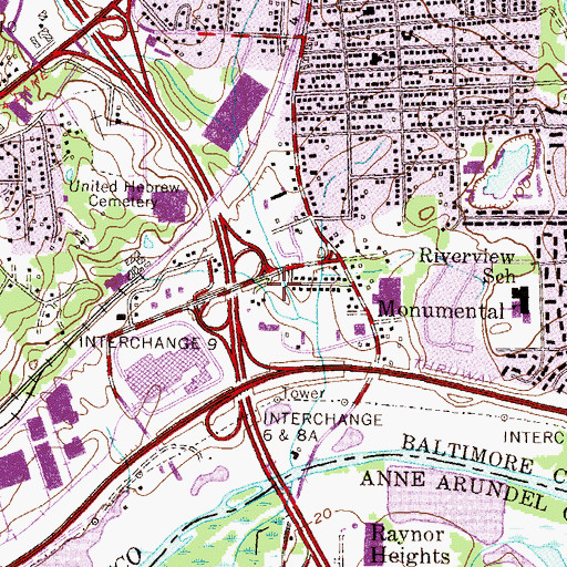 Topographic Map of Lansdowne Census Designated Place, MD
