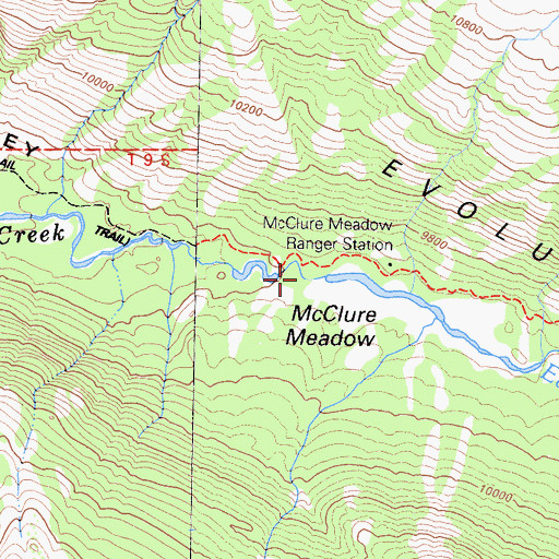 Topographic Map of McClure Meadow, CA