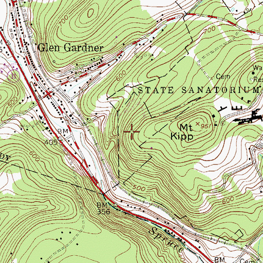 Topographic Map of Glen Gardner Quarry, NJ