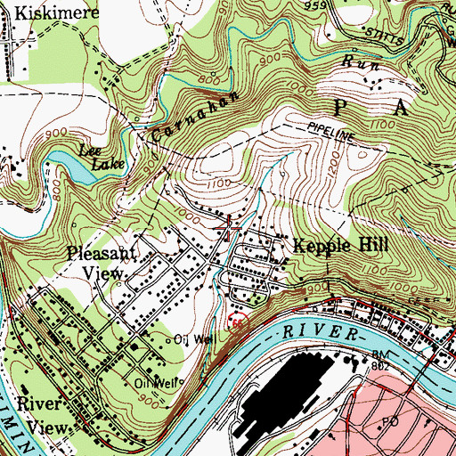 Topographic Map of Pleasant View Census Designated Place, PA