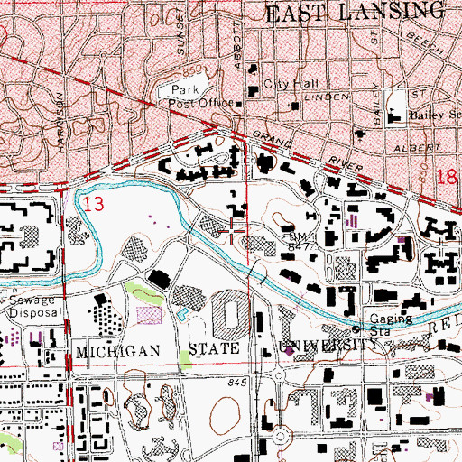 Topographic Map of Beal Botanical Gardens, MI