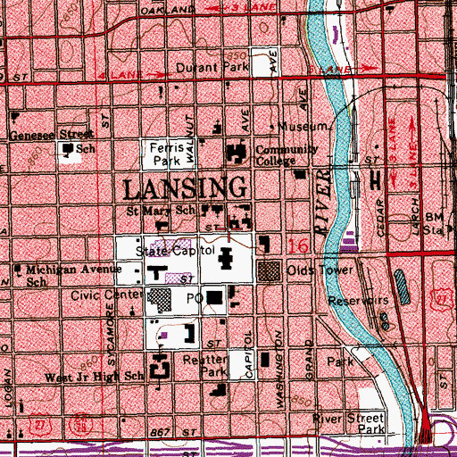 Topographic Map of Saint Paul's Episcopal Church Historical Marker, MI