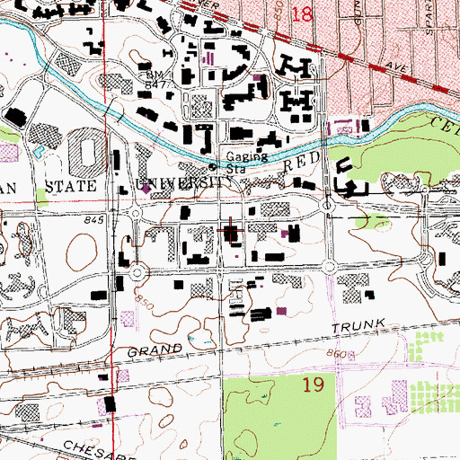 Topographic Map of Farrall Agricultural Engineering Building, MI