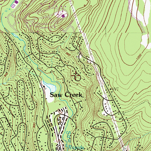 Topographic Map of Saw Creek Census Designated Place, PA