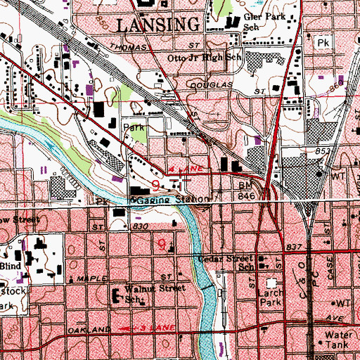 Topographic Map of Dodge Park, MI