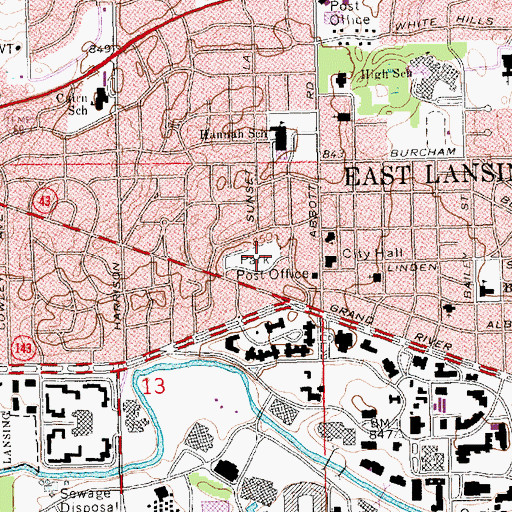 Topographic Map of Valley Court Park, MI