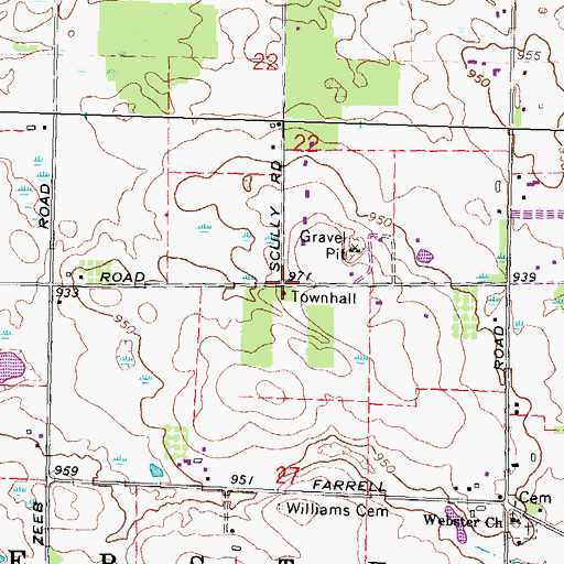 Topographic Map of Webster Township Hall Historical Marker, MI