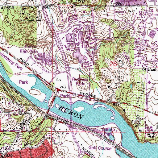 Topographic Map of Ruthven Nature Area, MI