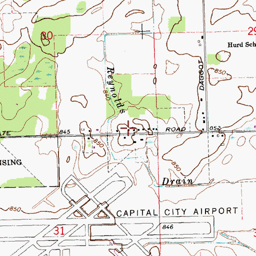 Topographic Map of Capital Region International Airport Fire Department, MI