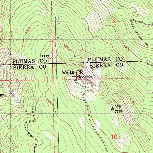 Topographic Map of Millis Peak, CA