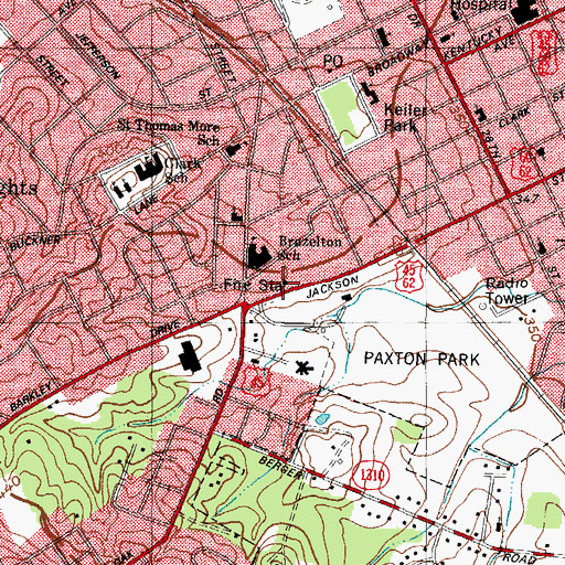 Topographic Map of Paducah Fire Department Station 4, KY