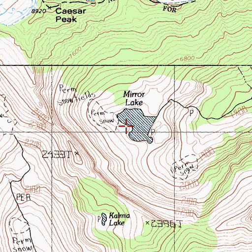 Topographic Map of Mirror Lake, CA