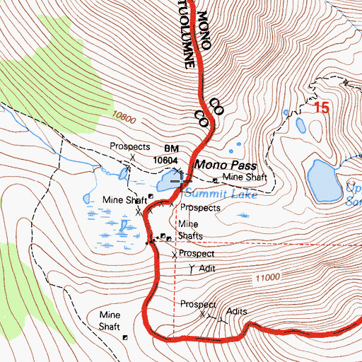 Topographic Map of Mono Pass, CA