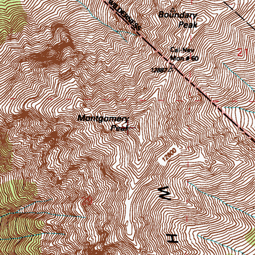 Topographic Map of Montgomery Peak, CA