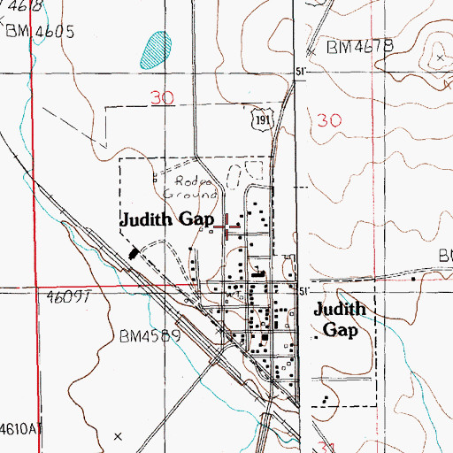 Topographic Map of Wheatland County Ambulance Judith Gap, MT