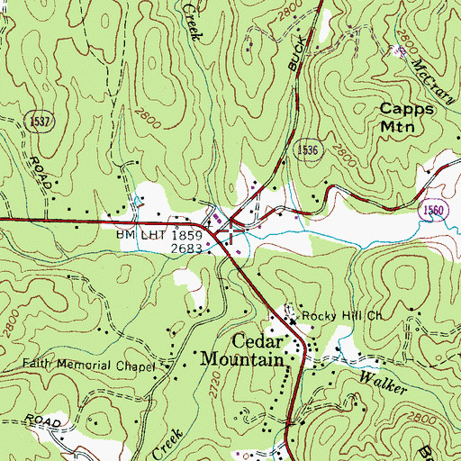 Topographic Map of Cedar Mountain Volunteer Fire Rescue, NC