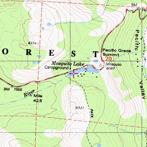 Topographic Map of Mosquito Lake, CA