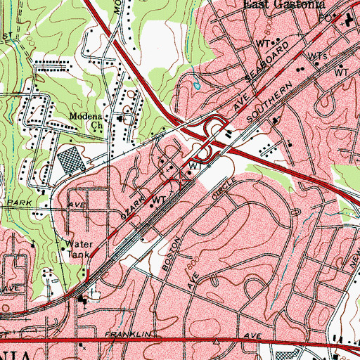 Topographic Map of Gastonia City Fire Department Station 6, NC