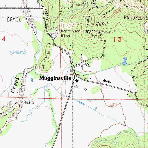Topographic Map of Mugginsville, CA