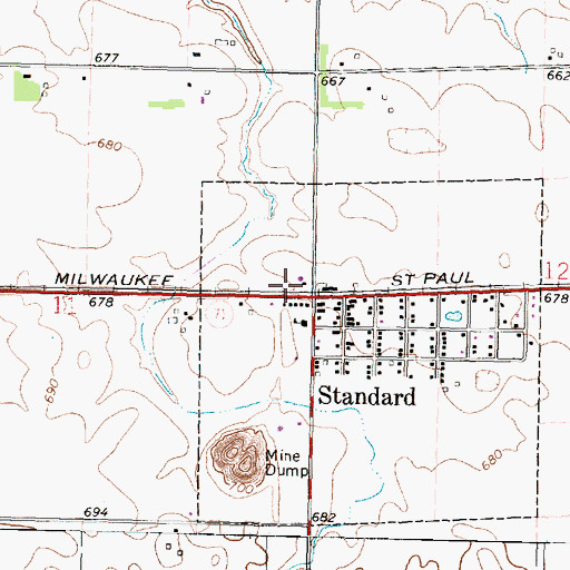 Topographic Map of Standard Fire Protection District, IL